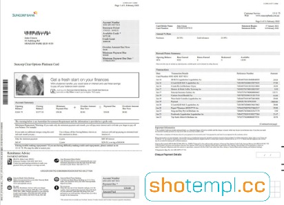 Suncorp Bank Statement Template in PDF Format